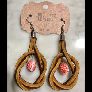 Handmade Leather Dangle Earrings By Long Lake Leather of Maine